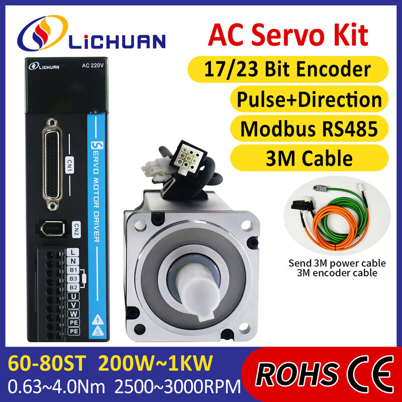 Lichuan AC Servo Motor Drivers Kit A5 LC10P 750W 0.75KW 2.39N.m 220V 4.5A 3000RPM IP65