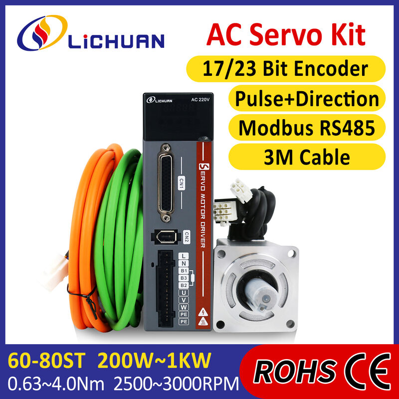 Bộ điều khiển động cơ servo AC Lichuan 200W 0.2KW 0.637N.M 220V 1.6A 3000RPM IP65