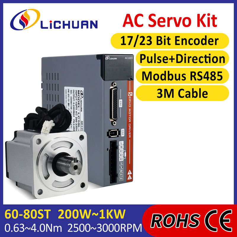 Lichuan 750W AC সার্ভো মোটর ড্রাইভার 0.75KW 2.39N.M 220V 4.5A 3000RPM IP65
