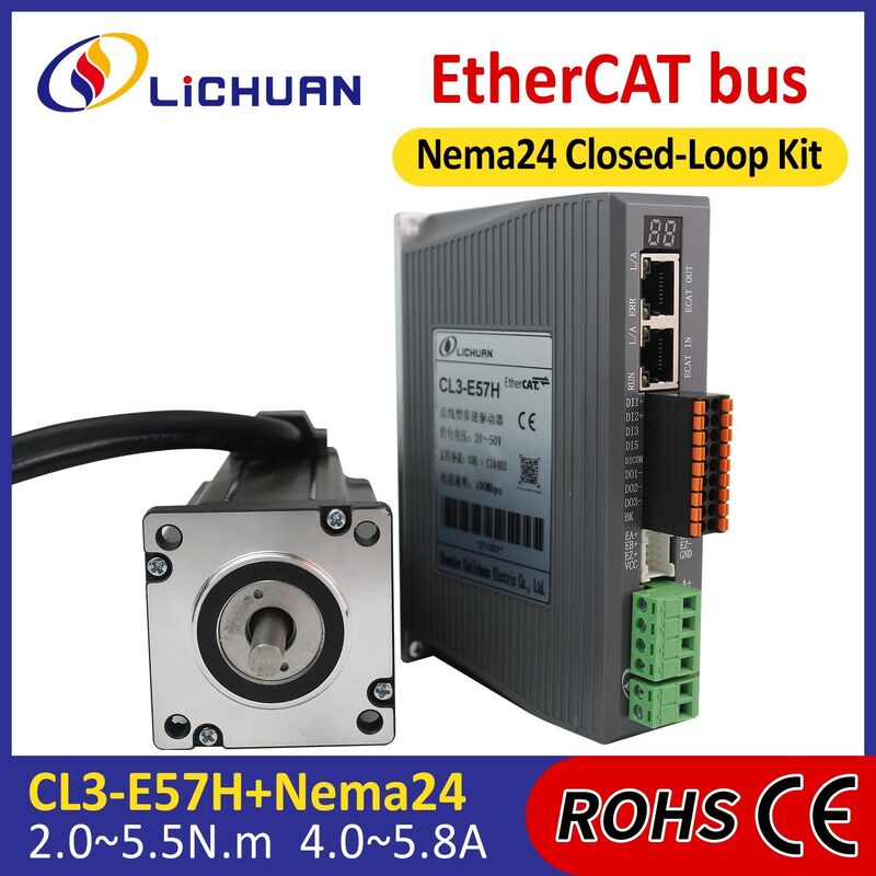 Lichuan DC Closed Loop Stepper Motor Drivers Kit 2.3N.m 2 Phase Nema24 DC24V～48V 4.0A 1000PPR