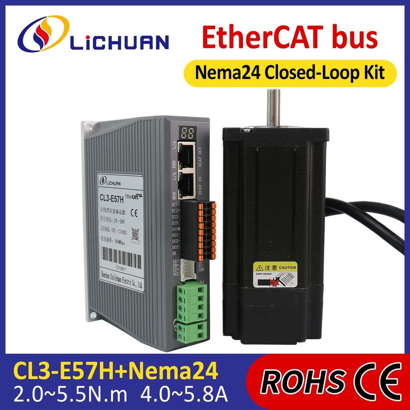 Lichuan DC Closed Loop Stepper Motor Drivers Kit 4.8N.m 2 Phase Nema24 DC24V～48V 5.8A 1000PPR