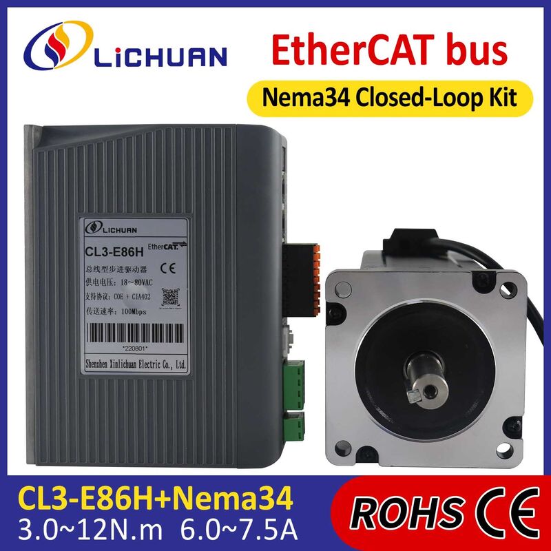 Lichuan DC/AC Closed Loop Stepper Motor Drivers Kit 10N.m 2 Phase Nema34 DC24V～110V/AC18V～80V 7.5A 1000PPR
