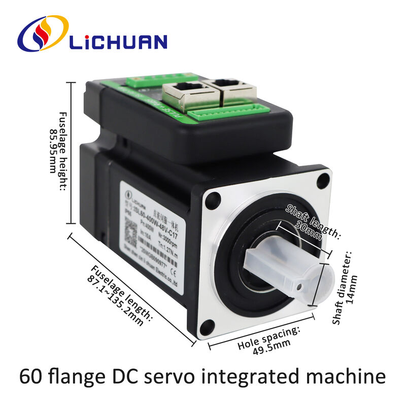 Lichuan Integrated Servo Motors Driver L-shaped 200W 0.637N.m DC24/48V 6.0/10/12/15A 3000RPM IP65