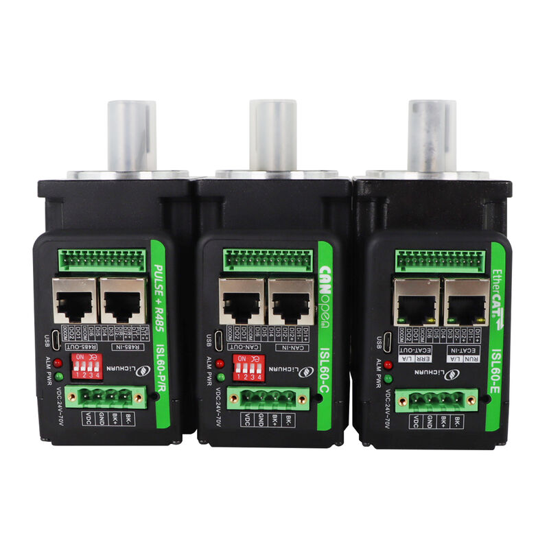 Lichuan Integrated Servo Motors Driver L-shaped 400W 1.27N.m DC24/48V 6.0/10/12/15A 3000RPM IP65
