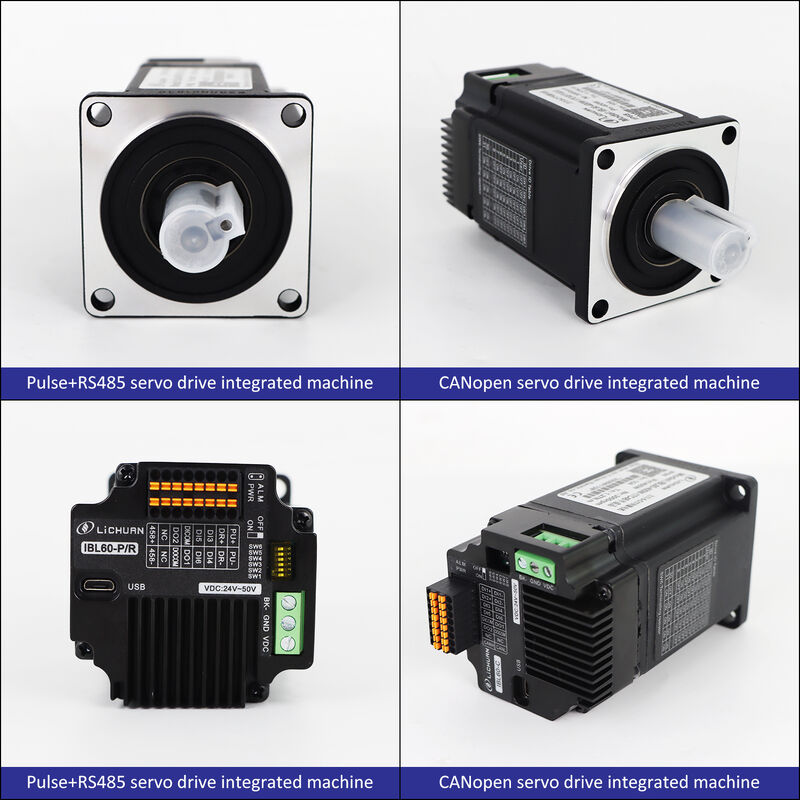 Lichuan Integrated Servo Motors Driver Pulse/RS485/CANopen Control 400W 1.27N.m DC24/48V 6/10/12/15A 3000RPM IP65