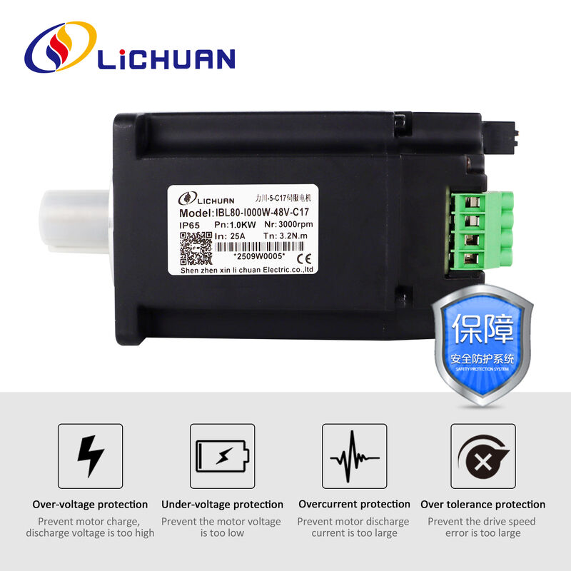 Lichuan Integrated Servo Motors Driver Pulse/RS485/CANopen Control 1000W 3.2N.m DC48V 20/25A 3000RPM IP65