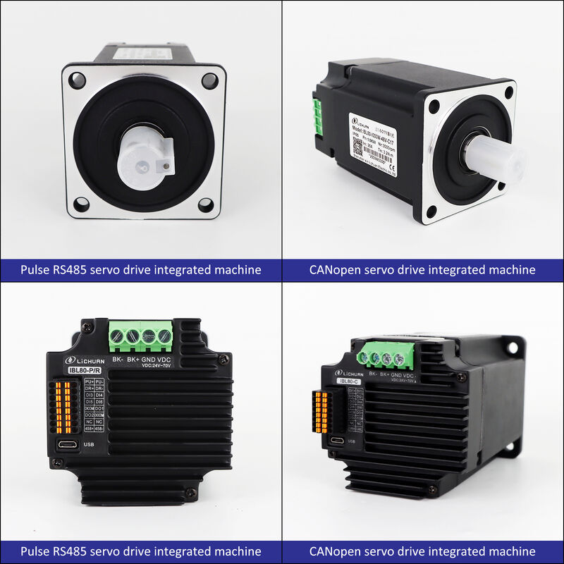 Lichuan Integrated Servo Motors Driver Pulse/RS485/CANopen Control 1000W 3.2N.m DC48V 20/25A 3000RPM IP65