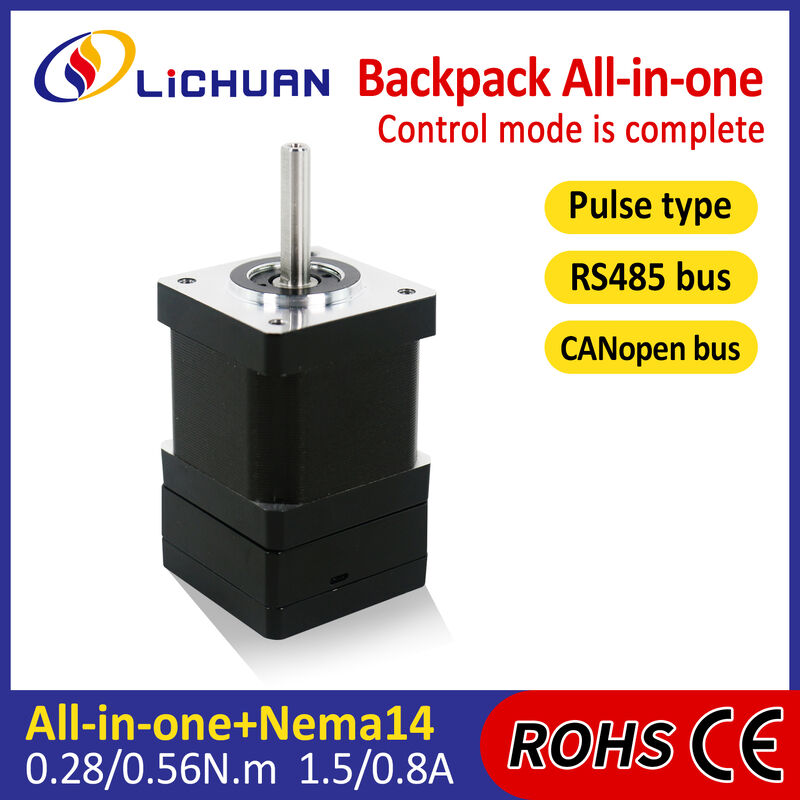 Lichuan Open Loop/Closed Loop Integrated Stepper Motors Driver Pulse/RS485 Control 0.56N.m 2Phase Nema14 DC20~30V 0.8/1.5A 1000PPR