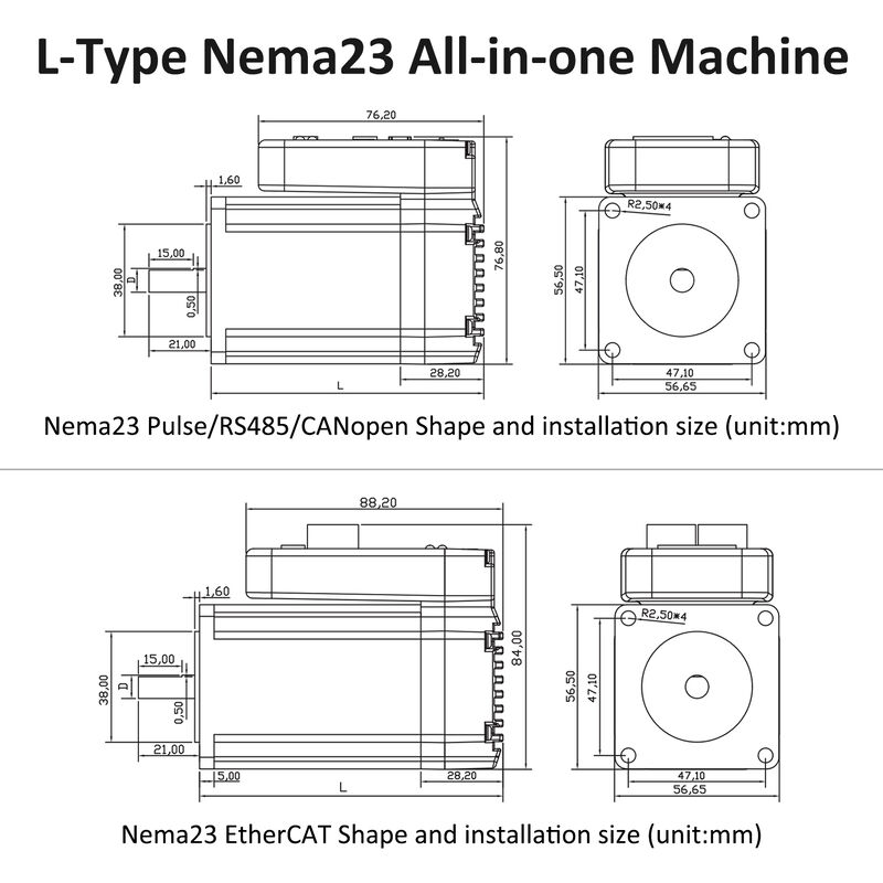 Lichuan Closed Loop Integrated Stepper Motors Driver 1.0N.m 2Phase Nema23 36V 4.0A 1000PPR