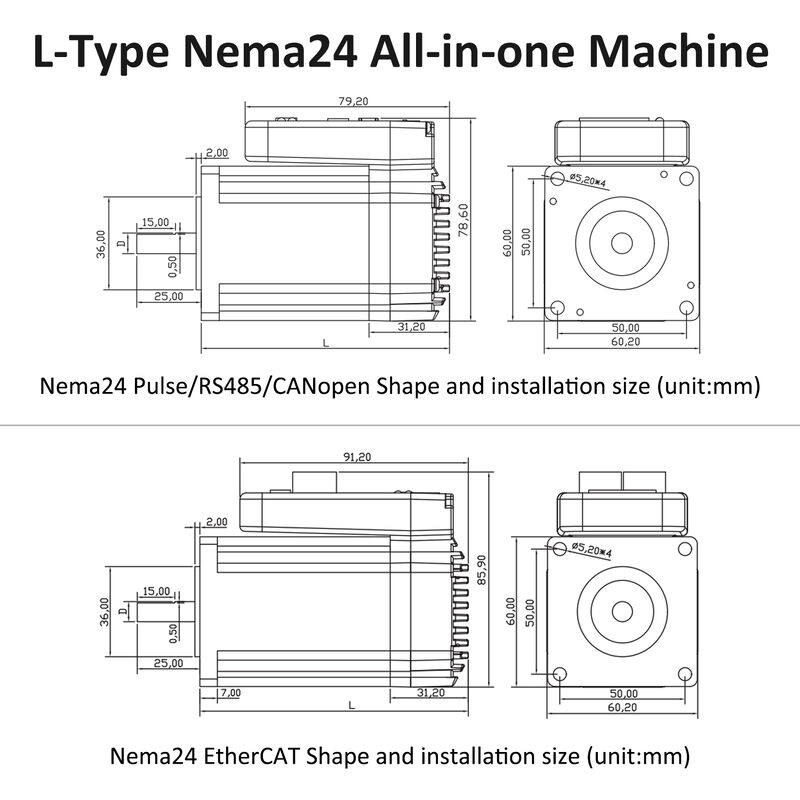 Lichuan Closed Loop Integrated Stepper Motors Driver 4.0N.m 2Phase Nema24 36V 4.0A 1000PPR