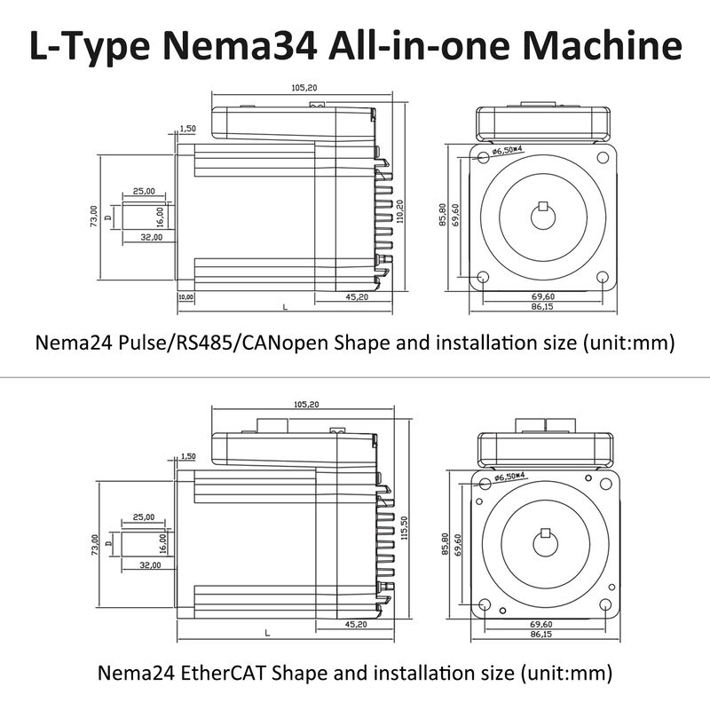 Lichuan Open Loop Integrated Stepper Motors Driver 8.5N.m 2Phase Nema34 48V 6.0A
