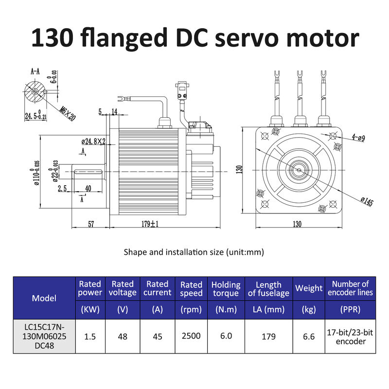 Lichuan DC Servo Motor Drivers Kit DS2-45P/R/C/E Low Voltage 6N.m 1500W /1.5KW DC48V 45A 2500RPM IP65