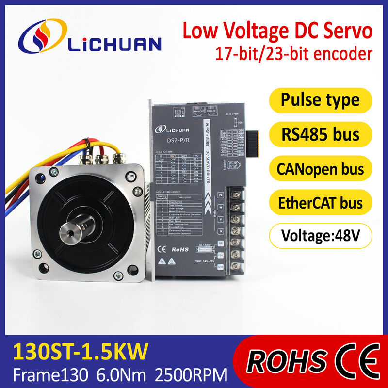 Lichuan DC Servo Motor Drivers Kit DS2-45P/R/C/E Low Voltage 6N.m 1500W /1.5KW DC48V 45A 2500RPM IP65
