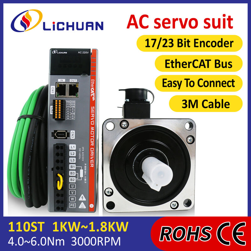 Lichuan AC Servo Motor Drivers Kit LC30E Series 5.0N.m 1.5KW 220V 5.0/6.0A 3000RPM IP65