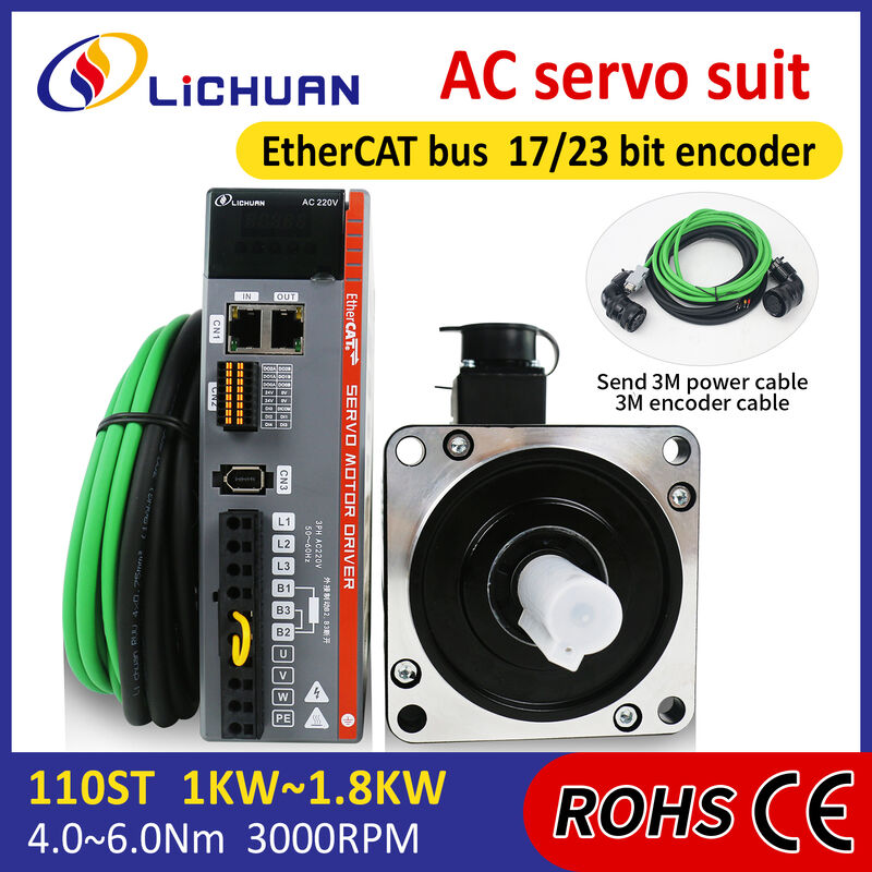 Lichuan AC Servo Motor Drivers Kit LC30E Series 6.0N.m 1.8KW 220V 5.0/6.0A 3000RPM IP65