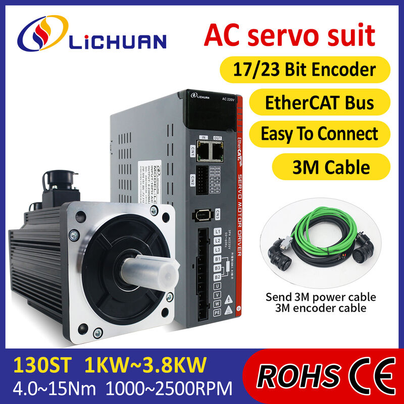 Lichuan AC Servo Motor Drivers Kit LC30E50E Series 15N.m 2.3KW 2300W 220V 4.0/5.0/6.0/7.5/9.5/10/13.5A 1500/2500RPM IP66