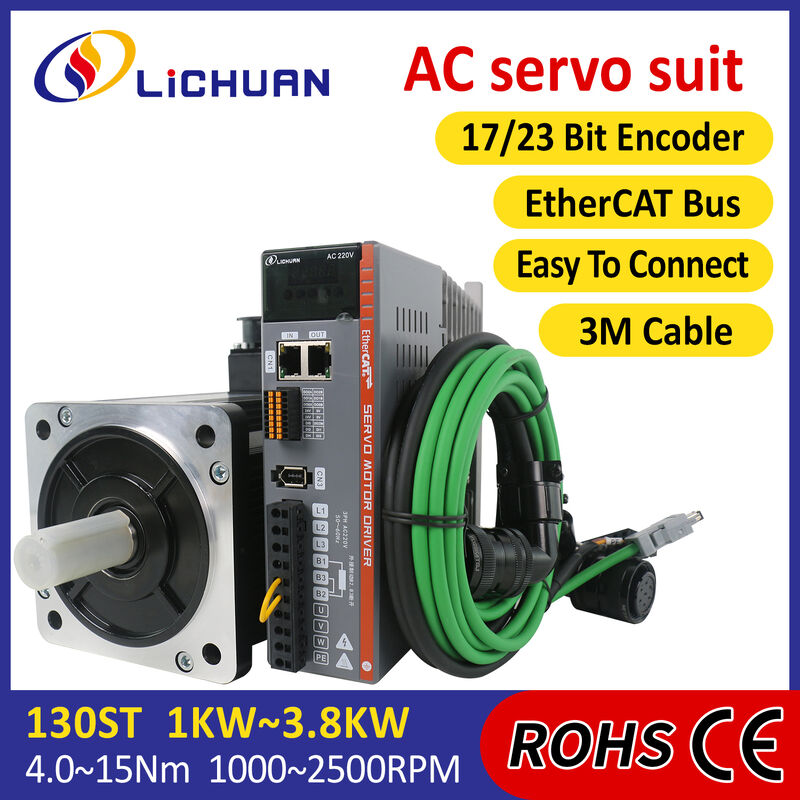 Lichuan AC Servo Motor Drivers Kit LC30E50E Series 10N.m 2.6KW 2600W 220V 4.0/5.0/6.0/7.5/9.5/10/13.5A 1500/2500RPM IP66