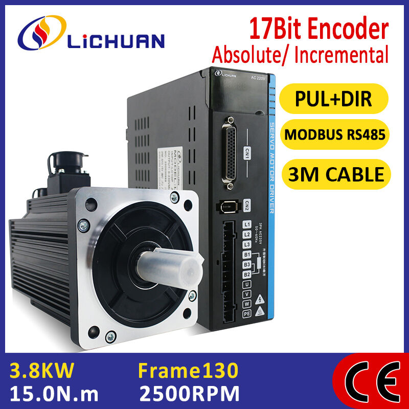 Lichuan AC Servo Motor Drivers Kit A5 Series 15N.m 3.8KW 3800W AC220V 13.5A 2500RPM IP66