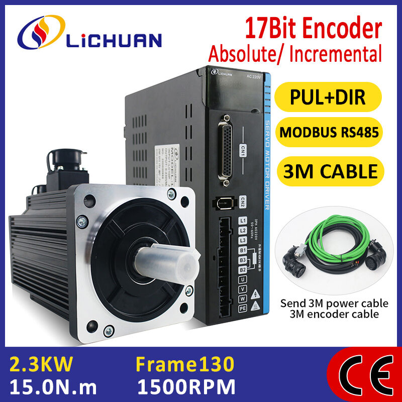 Lichuan AC Servo Motor Drivers Kit A5 Series 15N.m 2.3KW 2300W AC220V 9.5A 1500RPM IP66