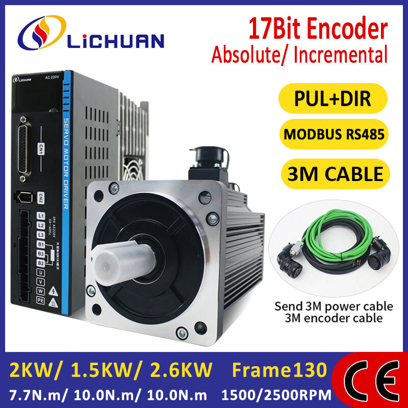 Lichuan AC Servo Motor Drivers Kit A5 Series 10N.m 2.6KW 2600W AC220V 7.5A/6A/10A 1500/2500RPM IP66