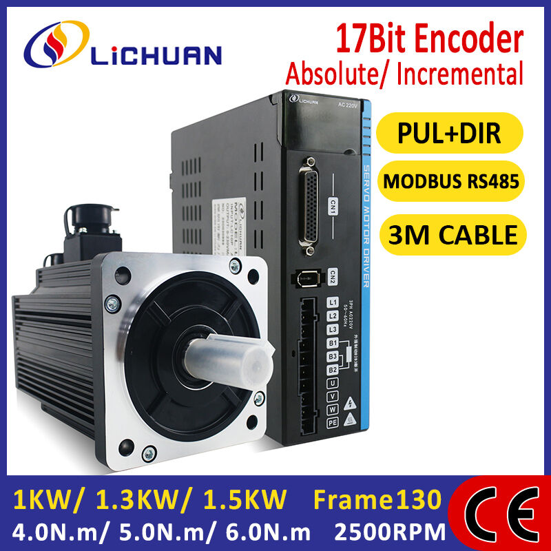 Lichuan AC Servo Motor Drivers Controller Kit A5 Series 4.0N.m 1.0KW 1000W 220V 4.0A/5.0A/6.0A 2500RPM IP66