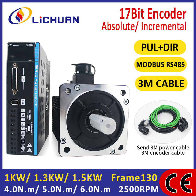 Lichuan AC Servo Motor Drivers Controller Kit A5 Series 6.0N.m 1.5KW 1500W 220V 4.0A/5.0A/6.0A 2500RPM IP66