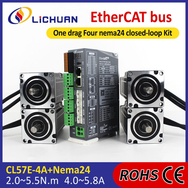 Lichuan 4-Axis DC Closed Loop Stepper Motor Drivers Kit 2.3N.m 2Phase Nema24 DC24V~50V 4.0/4.5/5.0/5.8A 1000PPR