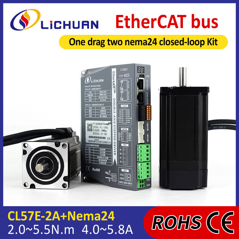 Lichuan 2-Axis DC Closed Loop Stepper Motor Drivers Controller Kit 4.5N.m 2Phase Nema24 DC24V~50V 4.0/4.5/5.0/5.8A 1000PPR