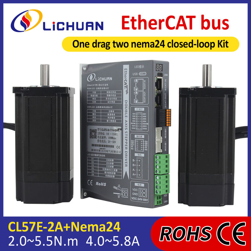 Lichuan 2-Axis DC Closed Loop Stepper Motor Drivers Controller Kit 4.8N.m 2Phase Nema24 DC24V~50V 4.0/4.5/5.0/5.8A 1000PPR