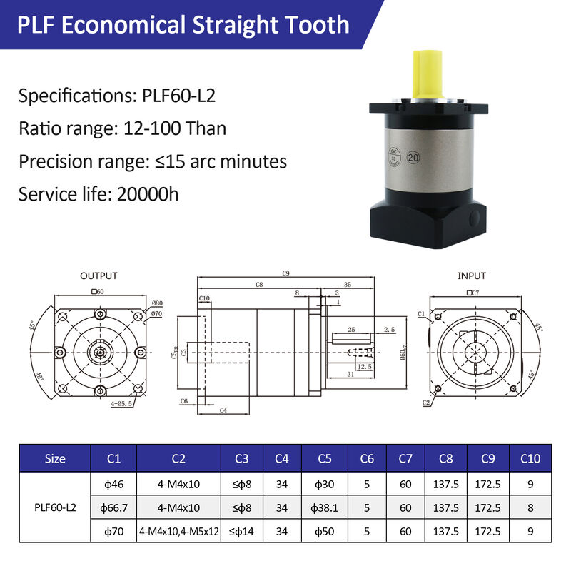 Lichuan Planetary Reducer Gearbox 100 to 1 100:1 PLF60 60mm Frame Size High Precision High Torque