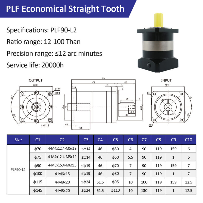 Lichuan Planetary Reducer Gearbox 35 to 1 35:1 PLF90 90mm Frame Size High Precision High Torque