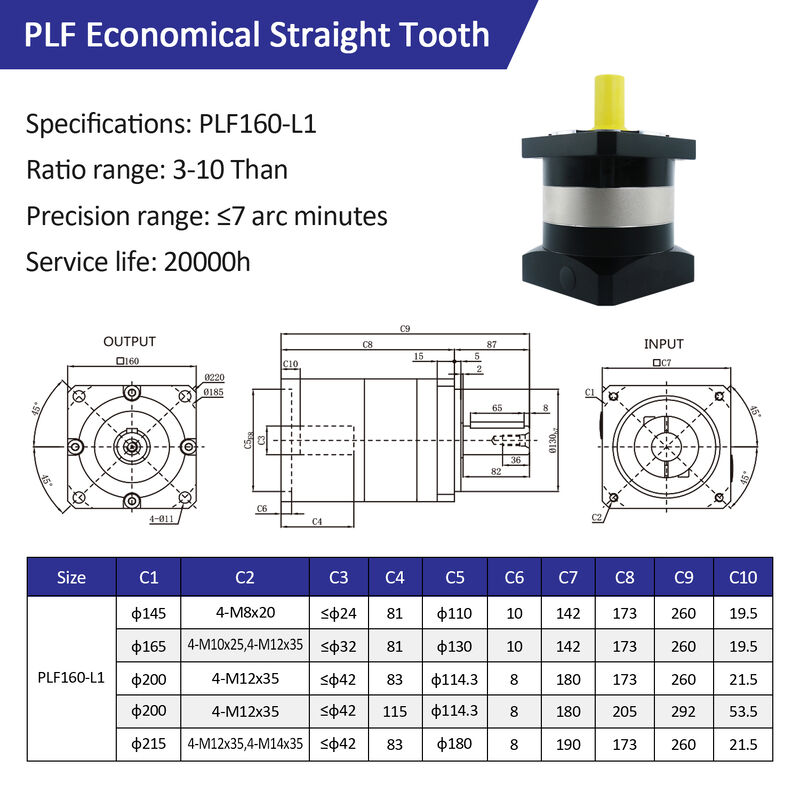 Lichuan Planetary Reducer Gearbox 30 to 1 30:1 PLF160 160mm Frame Size High Precision High Torque