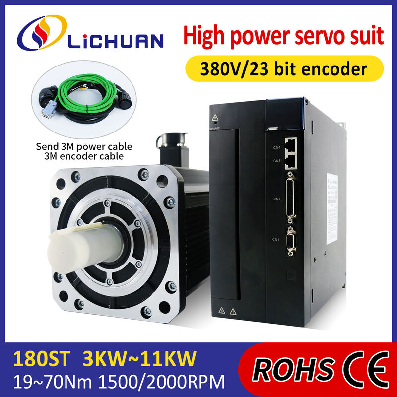 Lichuan AC Servo Motor Drivers Kit HIGH POWER 35N.m 7.5KW 7500W AC380V 7.5/10.3/12.5/17.5A 1500/2000RPM IP65