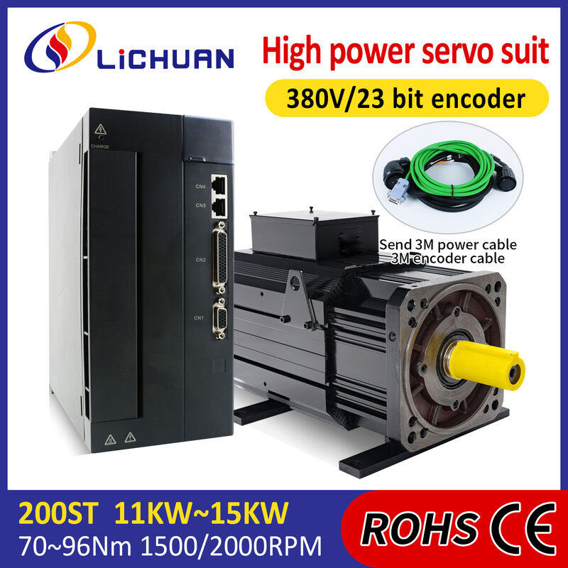 Lichuan AC Servo Motor Drivers Kit HIGH POWER 70N.m 11KW 11000W AC380V 19.1A 1500/2000RPM IP65