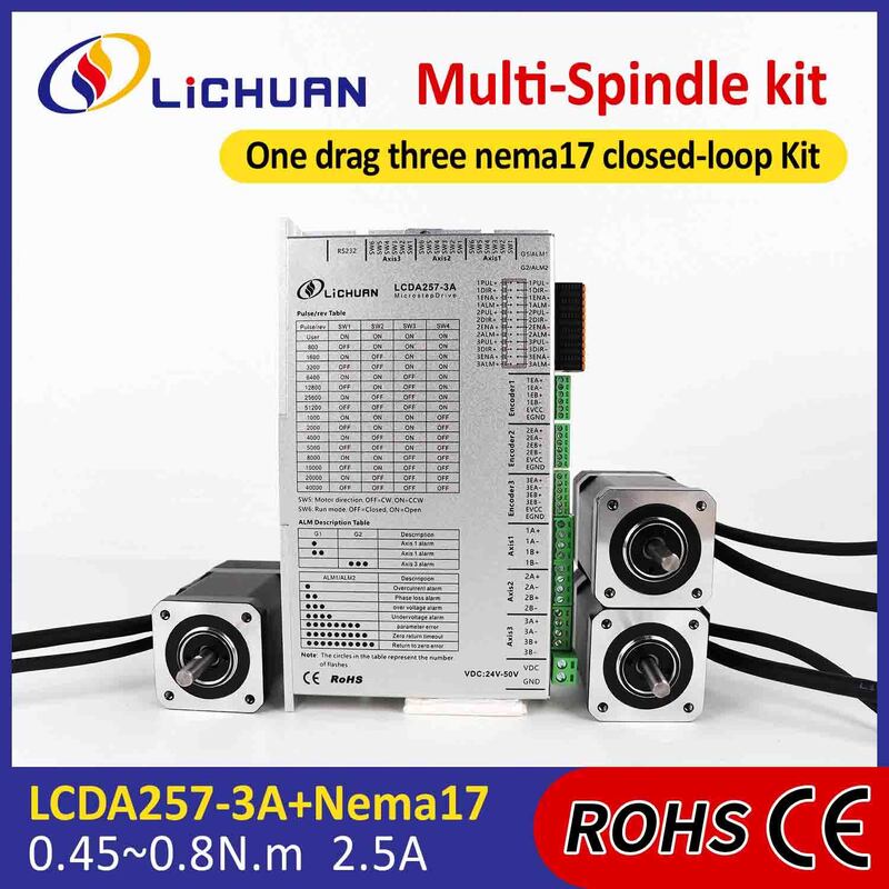Lichuan DC Closed Loop Stepper Motor Drivers Kit 0.45N.m 2 Phase Nema17 DC24V～50V 2.5A 1000PPR