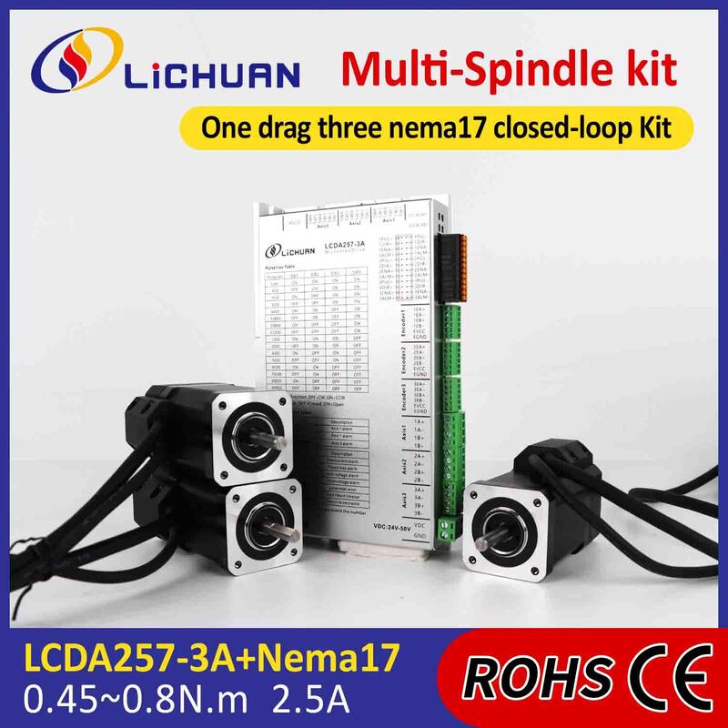 Lichuan DC Closed Loop Stepper Motor Drivers Kit 0.8N.m 2 Phase Nema17 DC24V～50V 2.5A 1000PPR