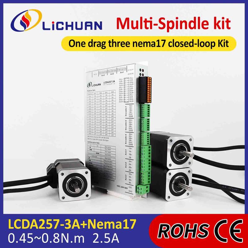 Lichuan DC Closed Loop Stepper Motor Drivers Kit 0.52N.m 2 Phase Nema17 DC24V～50V 2.5A 1000PPR