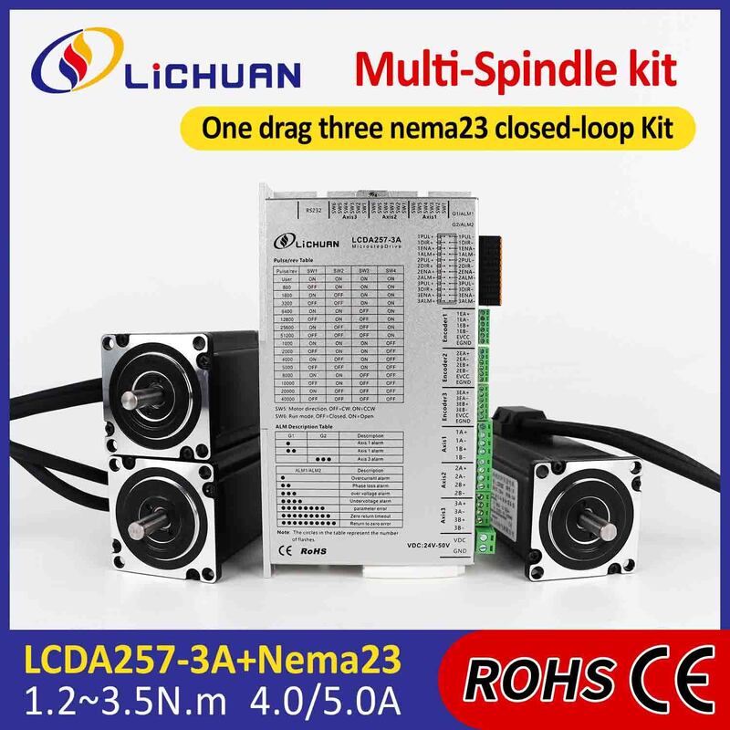 Lichuan DC Closed Loop Stepper Motor Drivers Kit 1.8N.m 2 Phase Nema23 DC24V～50V 4.0/5.0A 1000PPR