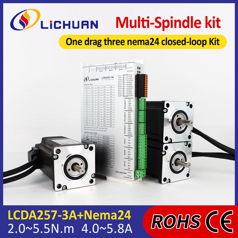 Lichuan DC Closed Loop Stepper Motor Drivers Kit 2.3N.m 2 Phase Nema24 DC24V～50V 4.0/5.0/5.8A 1000PPR