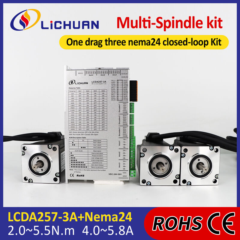 Lichuan 3A DC Closed Loop Stepper Motor Drivers Kit 4.0N.m 2 Phase Nema24 DC24V～50V 4.0/5.0/5.8A 1000PPR