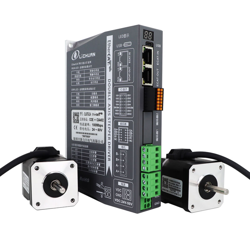 Lichuan 2A DC Open Loop Stepper Motor Drivers Kit EtherCAT 0.45N.m 2 Phase Nema17 DC24V～50V 2.0A