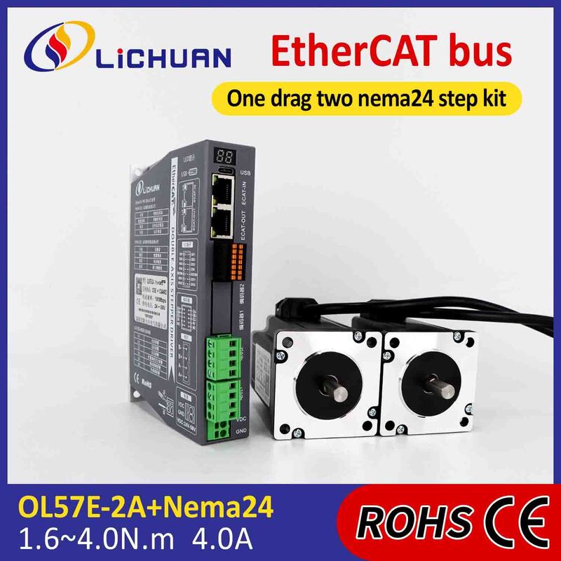 Lichuan 2A DC Open Loop Stepper Motor Drivers Kit EtherCAT 2.5N.m 2 Phase Nema24 DC24V～50V 4.0A