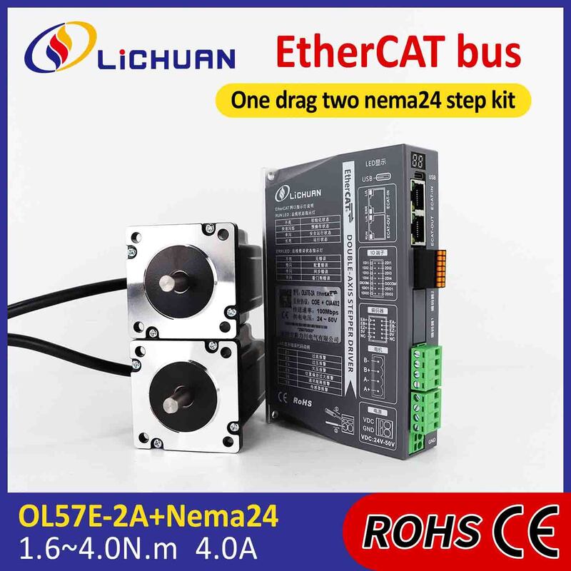 Lichuan 2A DC Open Loop Stepper Motor Drivers Kit EtherCAT 4.0N.m 2 Phase Nema24 DC24V～50V 4.0A