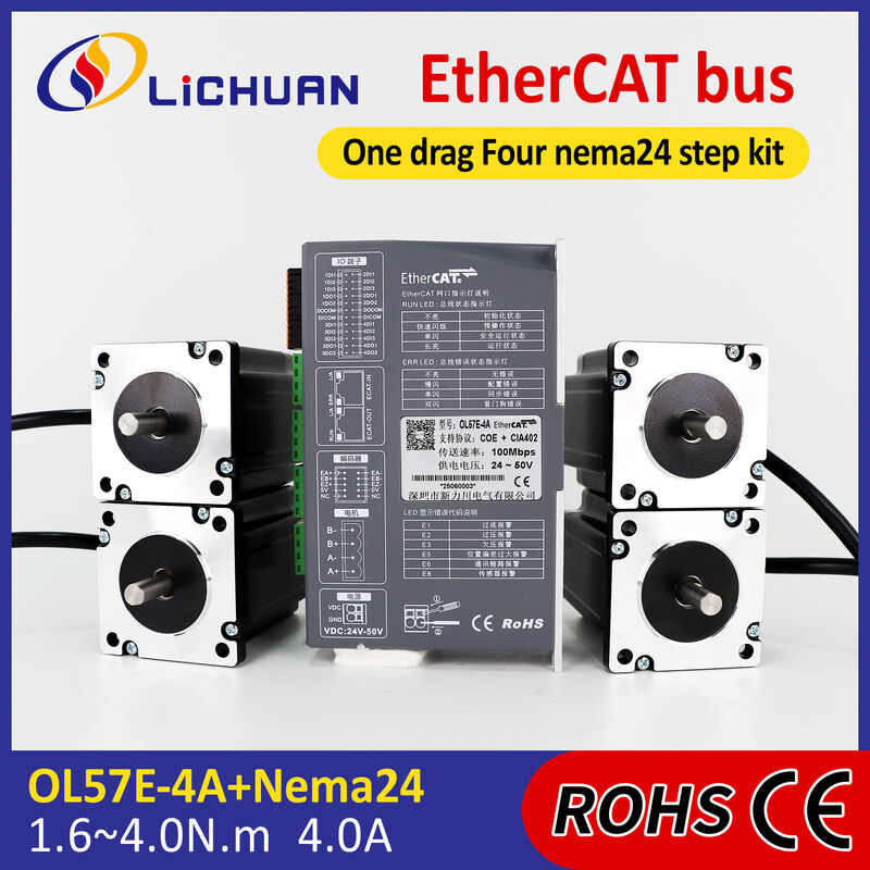 Lichuan 4A DC Open Loop Stepper Motor Drivers Kit EtherCAT 2.1N.m 2 Phase Nema24 DC24V～50V 4.0A