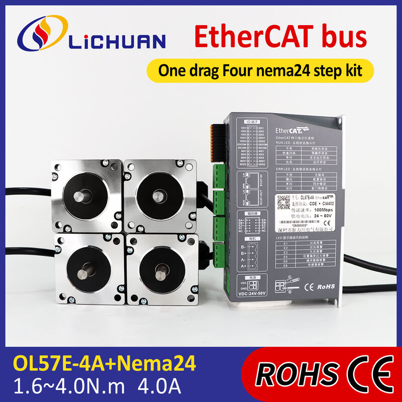 Lichuan 4A DC Open Loop Stepper Motor Drivers Kit EtherCAT 3.5N.m 2 Phase Nema24 DC24V～50V 4.0A