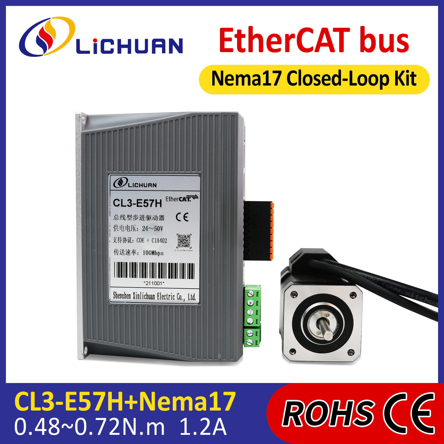 Lichuan DC Closed Loop Stepper Motor Drivers Kit 0.48N.m 2 Phase Nema17 ...