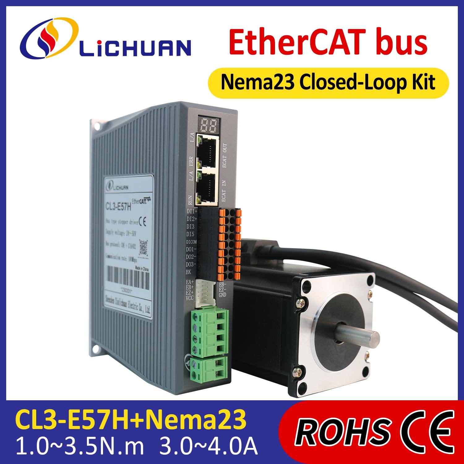 Lichuan DC Closed Loop Stepper Motor Drivers Kit 3.5N.m 2 Phase Nema23 ...