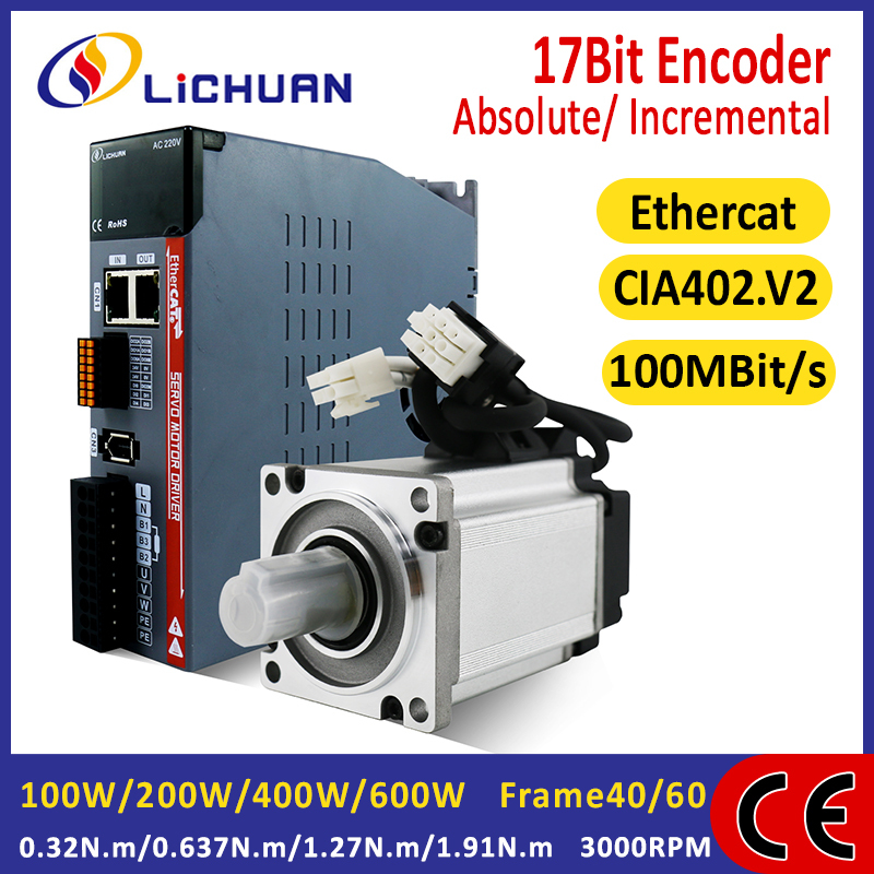 Lichuan AC Servo Motor Drivers Kit LC10E Series EtherCAT 0.32N.m 100W 0 ...