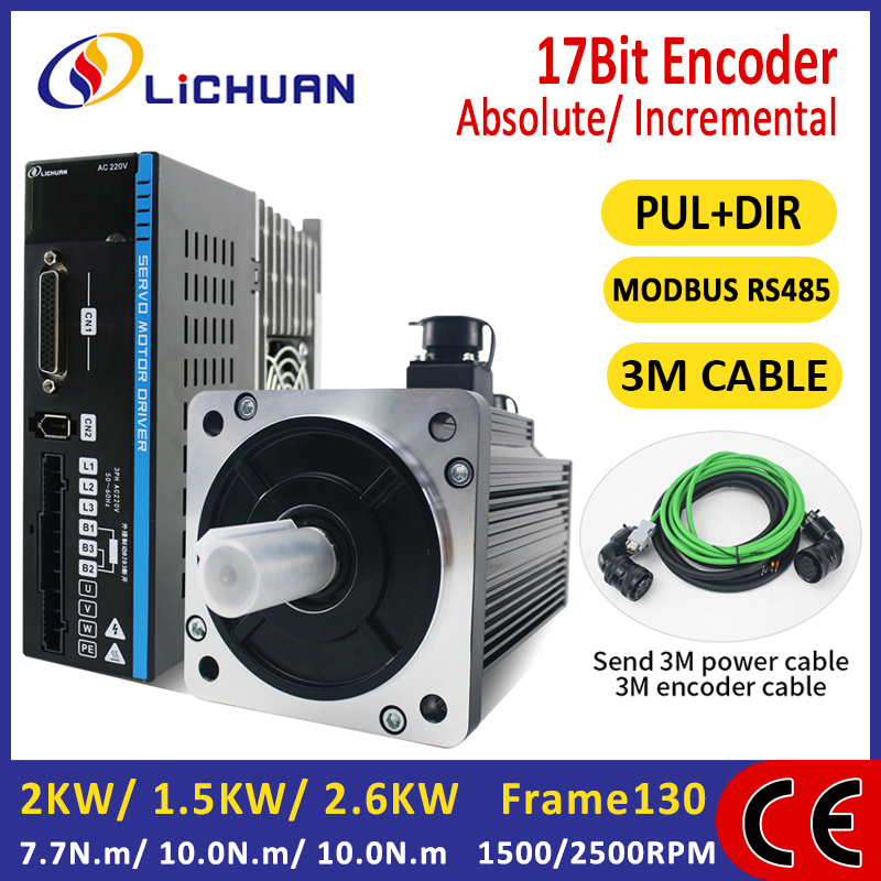 Lichuan AC Servo Motor Drivers Kit A5 Series 10N.m 2.6KW 2600W AC220V 7 ...