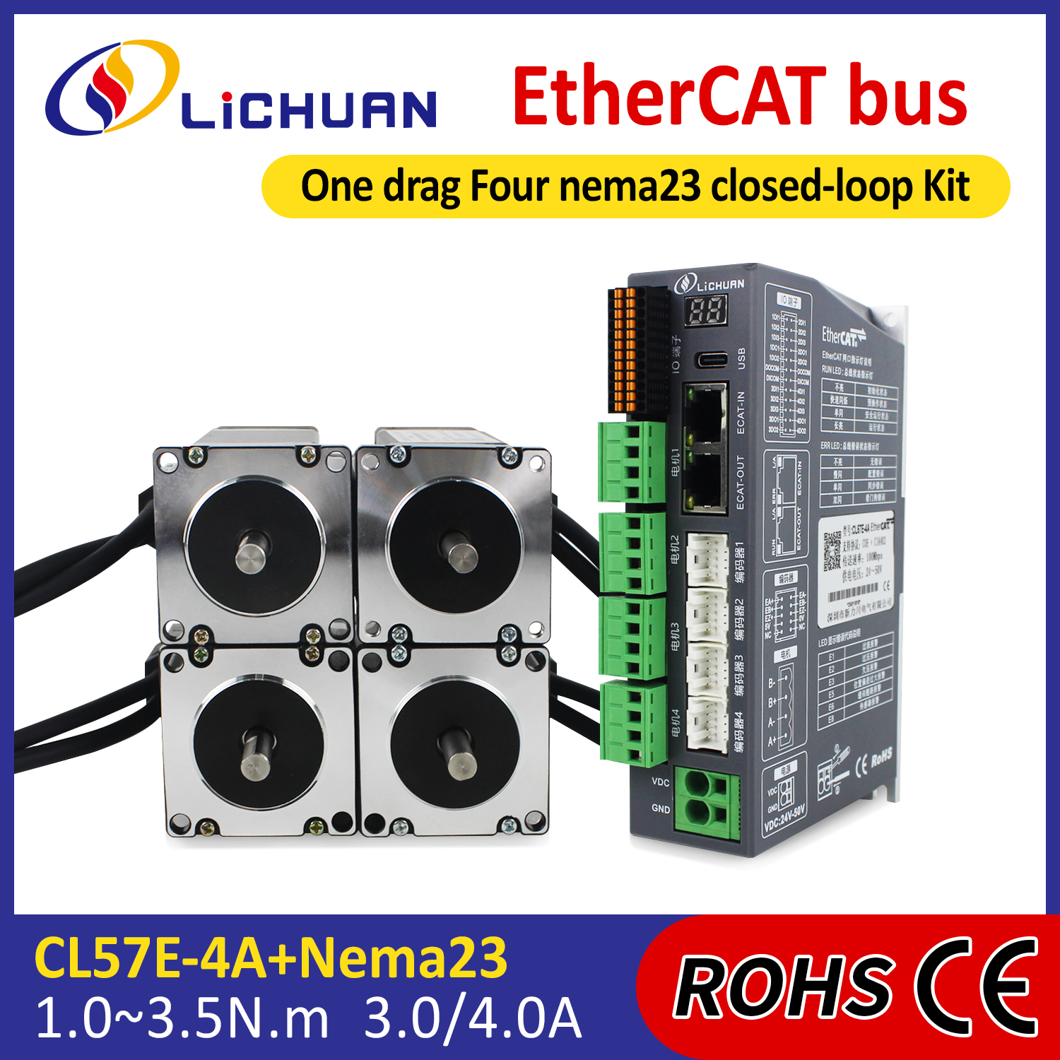 Lichuan 4-Axis DC Closed Loop Stepper Motor Drivers Kit 1.0N.m 2Phase ...